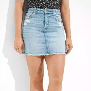 AE Curvy Denim Stretch Mini Skirt | 8 Long | Light Wash